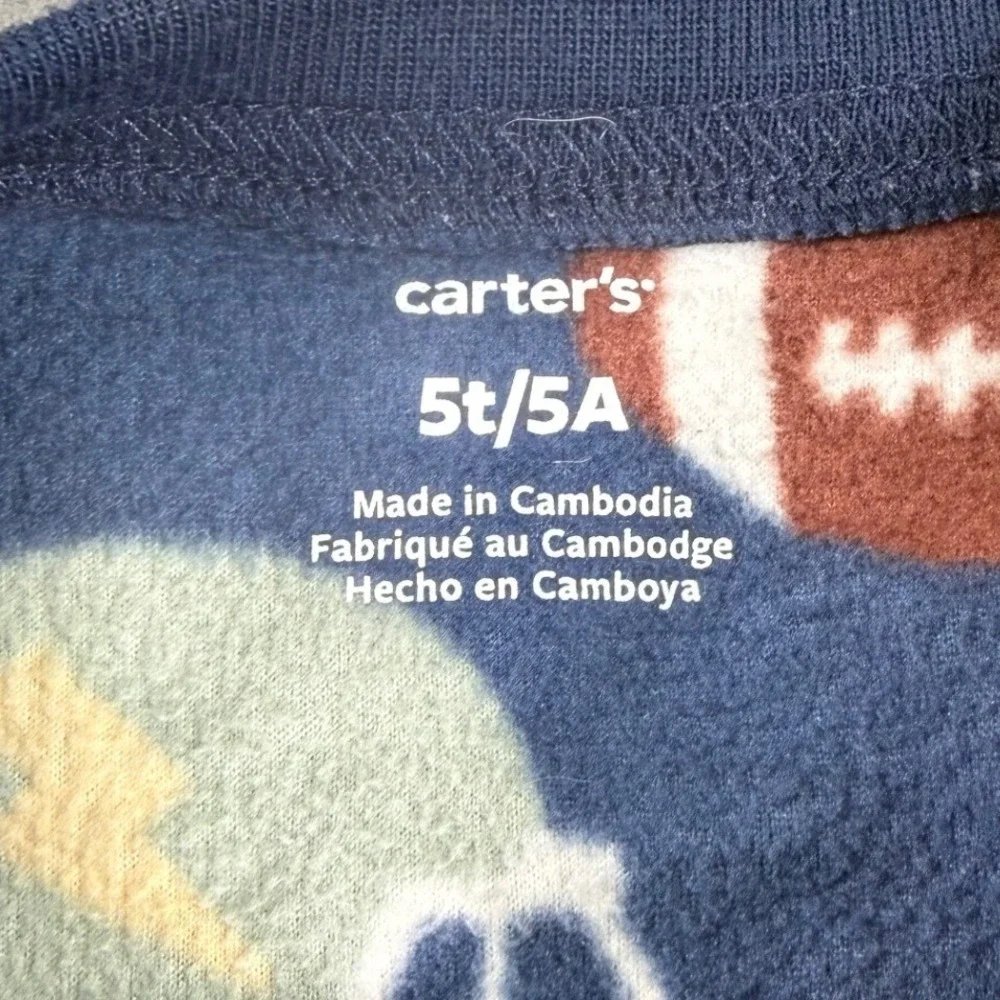 Lot of 4 Kids Headquarters Carters Footed Pajama Boys Sleeper Football Dinosaur